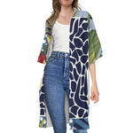 Exotic Patchwork Pattern Print Open Front Beach Cover Up