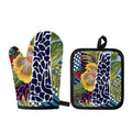 Exotic Patchwork Pattern Print Oven Mitt And Pot Holder Set