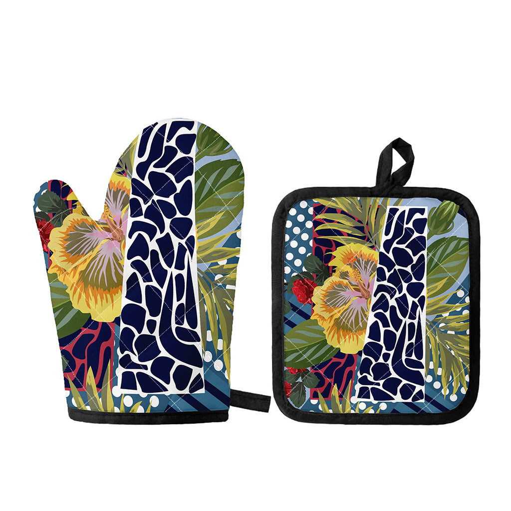 Exotic Patchwork Pattern Print Oven Mitt And Pot Holder Set