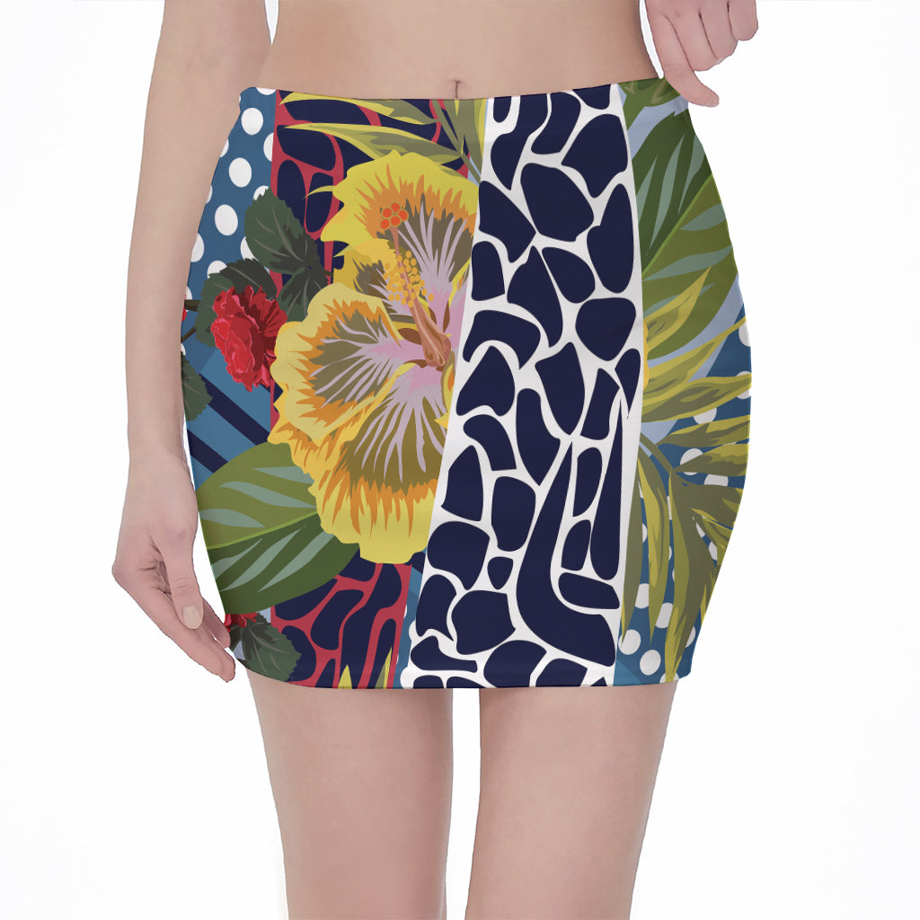 Exotic Patchwork Pattern Print Pencil Mini Skirt