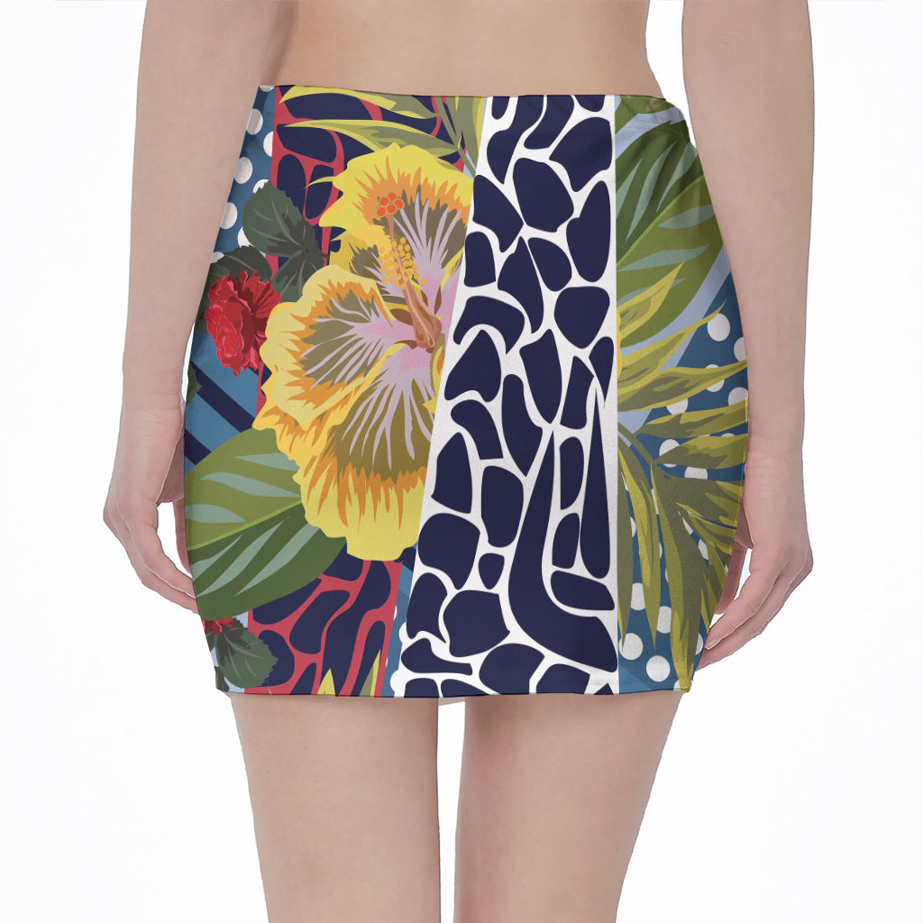 Exotic Patchwork Pattern Print Pencil Mini Skirt