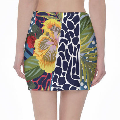 Exotic Patchwork Pattern Print Pencil Mini Skirt