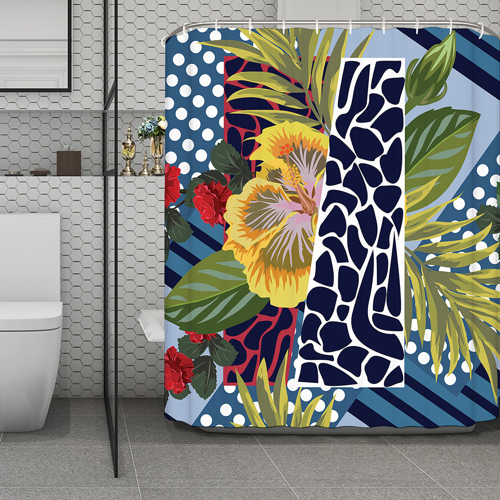 Exotic Patchwork Pattern Print Polyester Shower Curtain