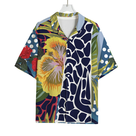 Exotic Patchwork Pattern Print Rayon Hawaiian Shirt