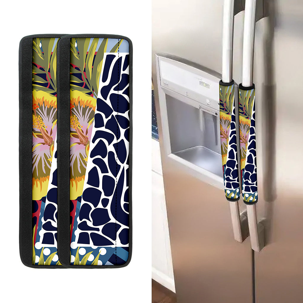 Exotic Patchwork Pattern Print Refrigerator Handle Covers