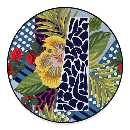 Exotic Patchwork Pattern Print Round Floor Mat