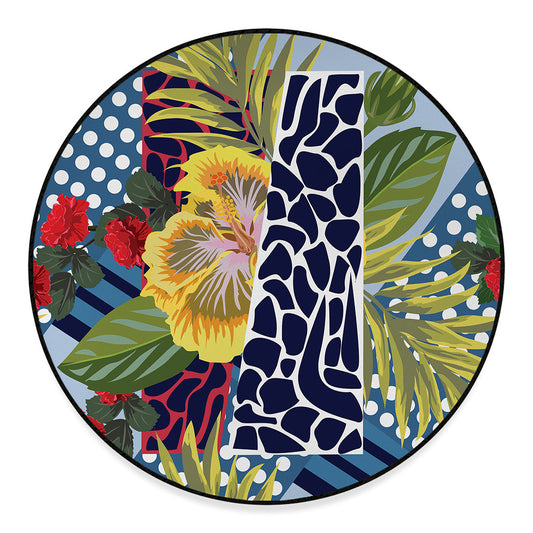 Exotic Patchwork Pattern Print Round Floor Mat