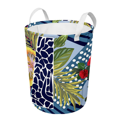 Exotic Patchwork Pattern Print Round Laundry Basket