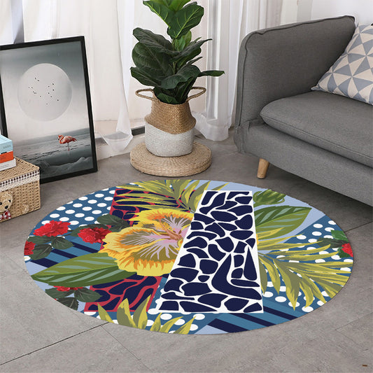 Exotic Patchwork Pattern Print Round Rug