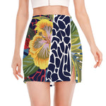 Exotic Patchwork Pattern Print Side Slit Mini Skirt