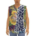 Exotic Patchwork Pattern Print Sleeveless Baseball Jersey