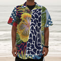 Exotic Patchwork Pattern Print Textured Short Sleeve Shirt