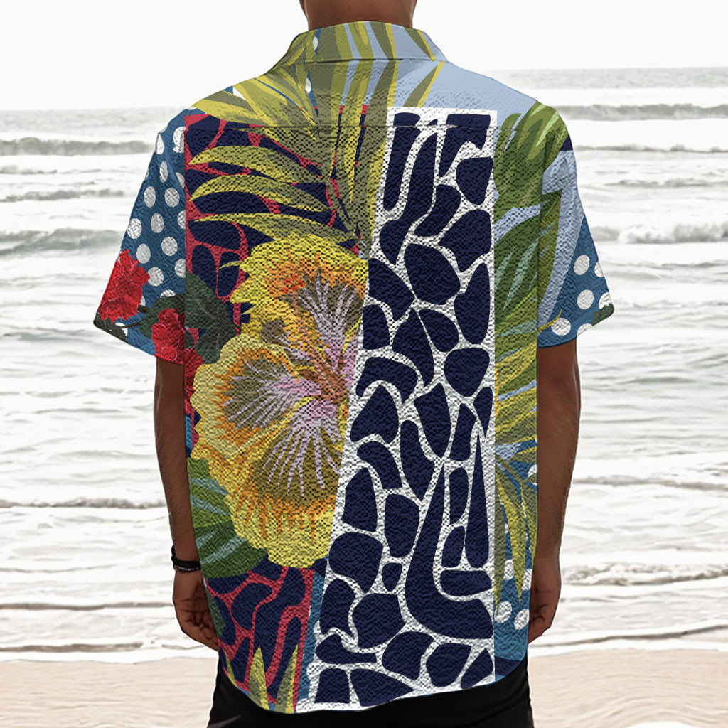Exotic Patchwork Pattern Print Textured Short Sleeve Shirt