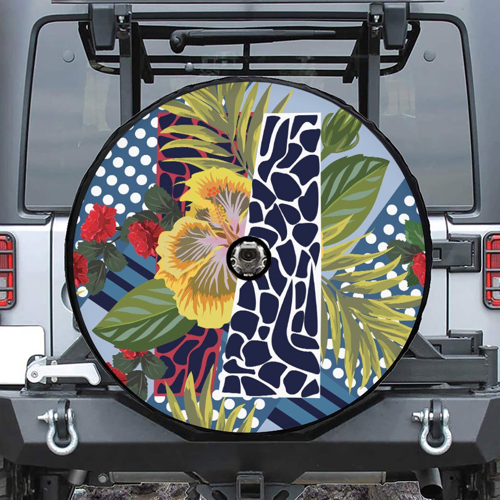 Exotic Patchwork Pattern Print Tire Cover With Camera Hole