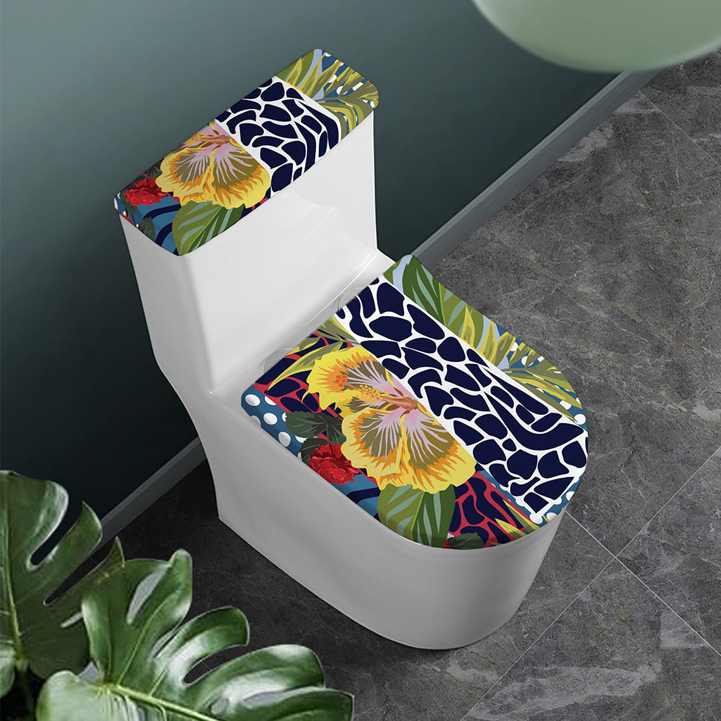 Exotic Patchwork Pattern Print Toilet Lid And Tank Cover Set