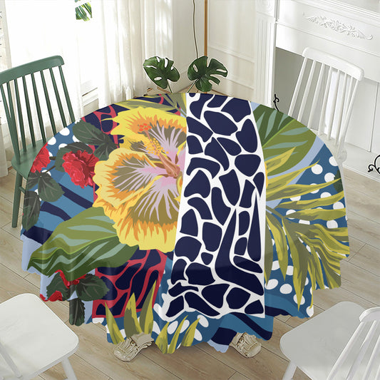 Exotic Patchwork Pattern Print Waterproof Round Tablecloth