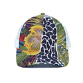 Exotic Patchwork Pattern Print White Mesh Trucker Hat