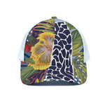 Exotic Patchwork Pattern Print White Mesh Trucker Cap