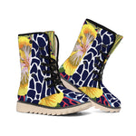 Exotic Patchwork Pattern Print Winter Boots