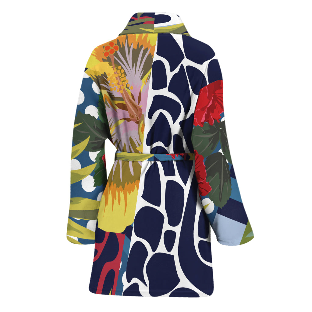 Exotic Patchwork Pattern Print Women's Bathrobe