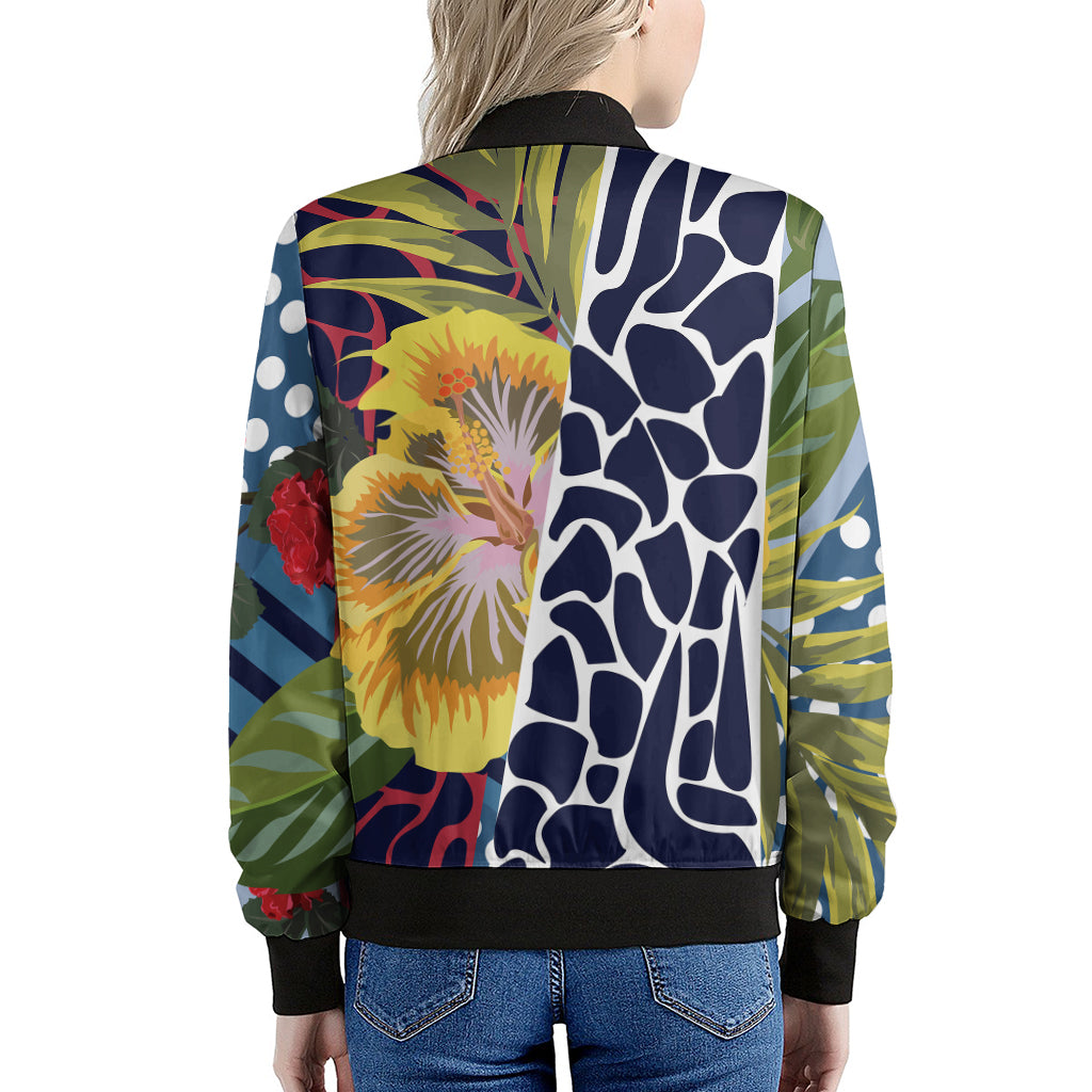 Exotic Patchwork Pattern Print Women's Bomber Jacket