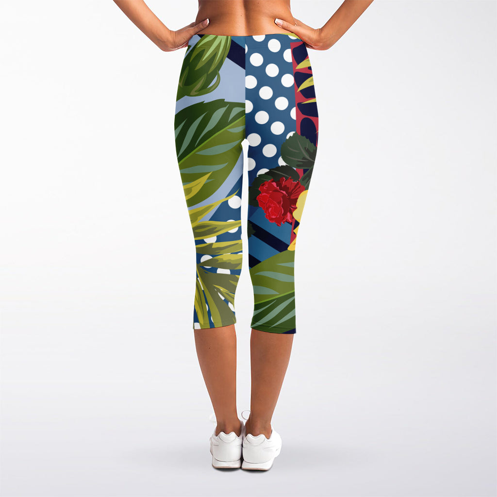Exotic Patchwork Pattern Print Women's Capri Leggings