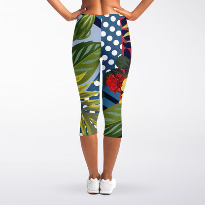 Exotic Patchwork Pattern Print Women's Capri Leggings