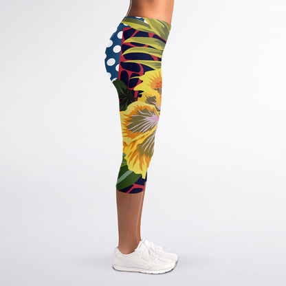 Exotic Patchwork Pattern Print Women's Capri Leggings