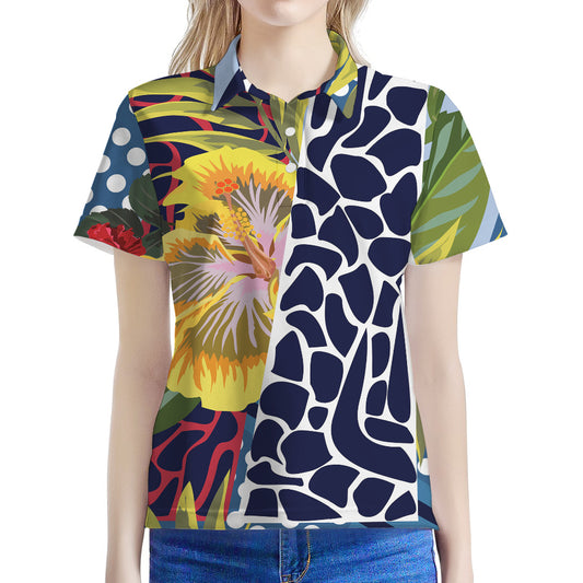 Exotic Patchwork Pattern Print Women's Polo Shirt