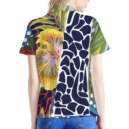 Exotic Patchwork Pattern Print Women's Polo Shirt