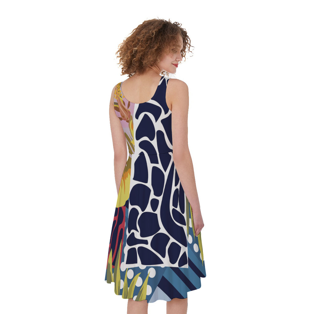 Exotic Patchwork Pattern Print Women's Sleeveless Dress