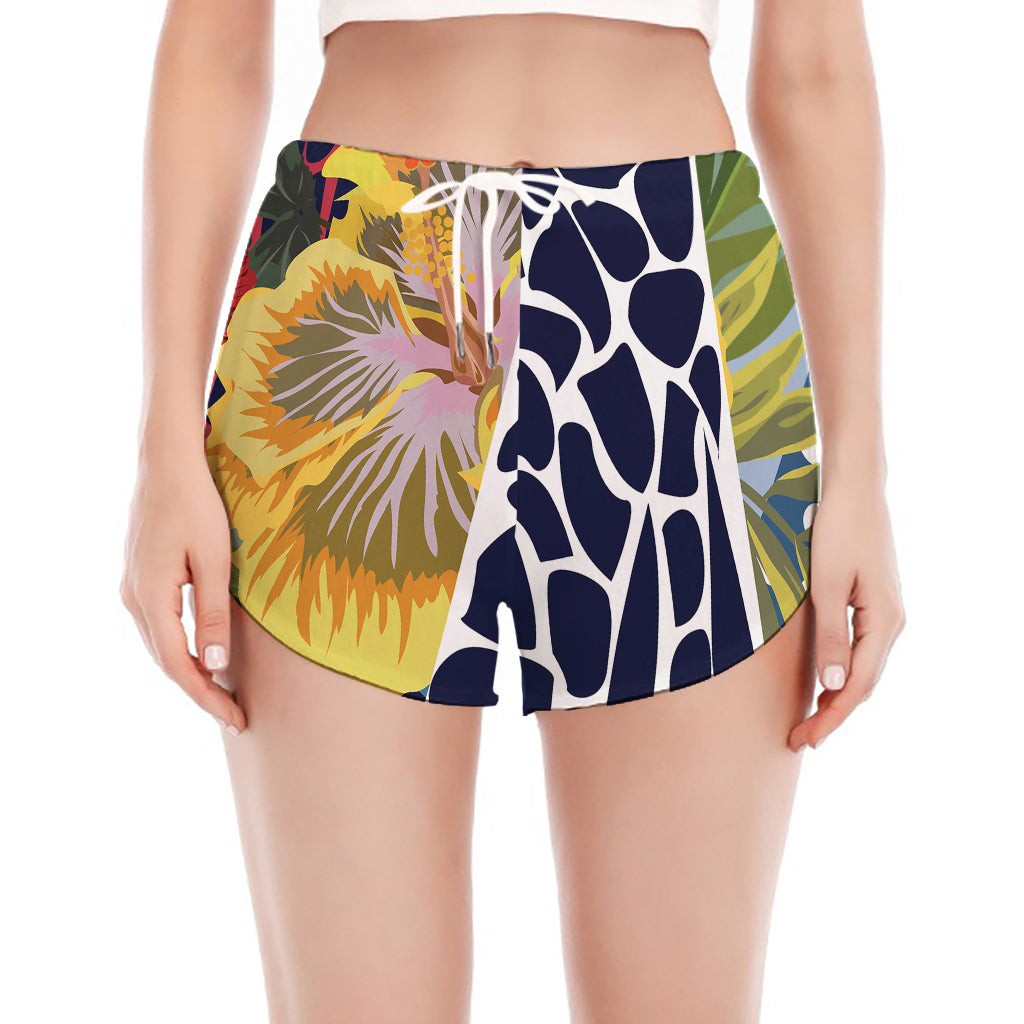 Exotic Patchwork Pattern Print Women's Split Running Shorts