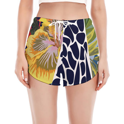 Exotic Patchwork Pattern Print Women's Split Running Shorts