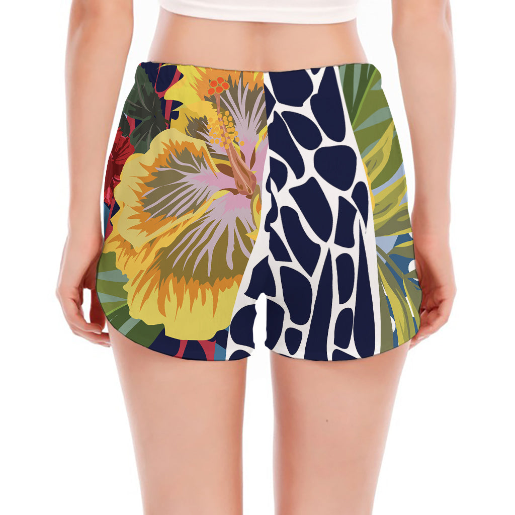 Exotic Patchwork Pattern Print Women's Split Running Shorts
