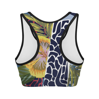 Exotic Patchwork Pattern Print Women's Sports Bra