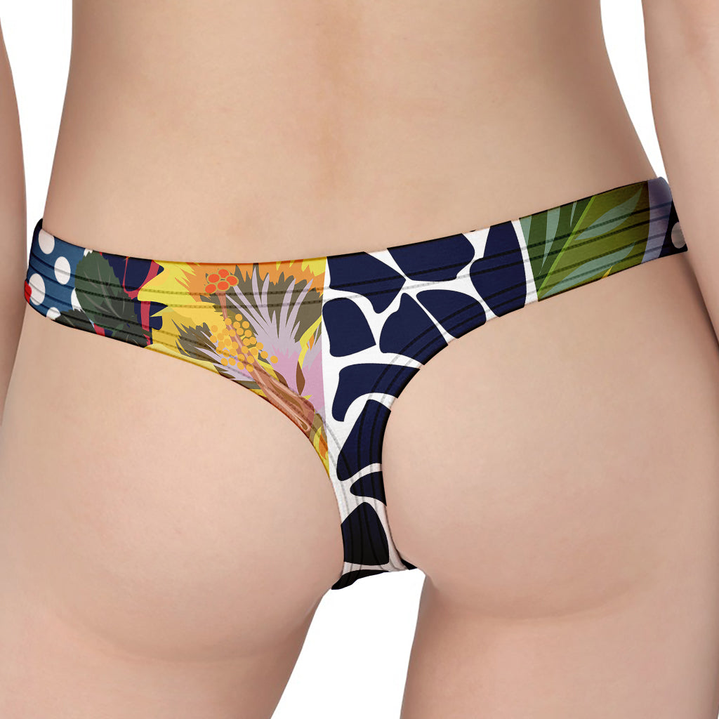 Exotic Patchwork Pattern Print Women's Thong