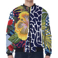 Exotic Patchwork Pattern Print Zip Sleeve Bomber Jacket