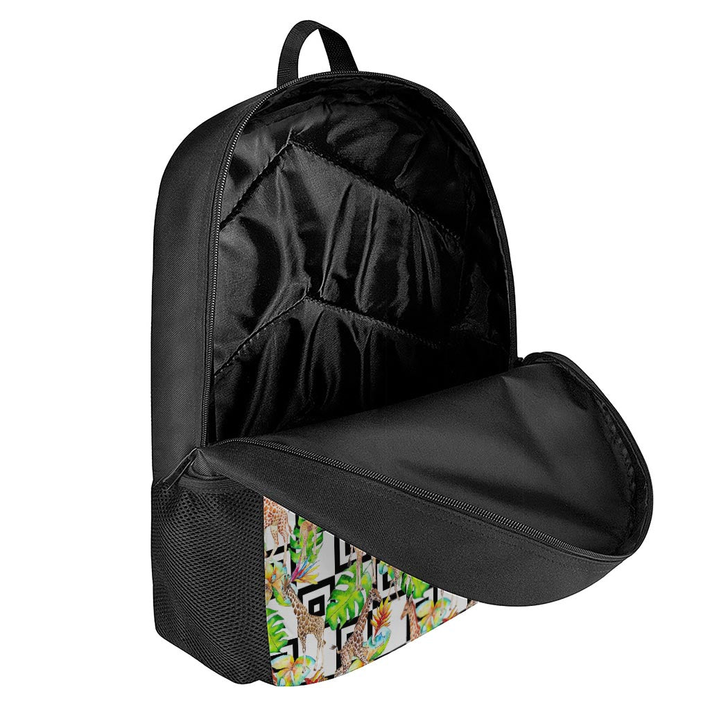 Exotic Tropical Giraffe Pattern Print 17 Inch Backpack