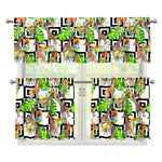 Exotic Tropical Giraffe Pattern Print 3 Piece Kitchen Curtains