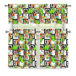 Exotic Tropical Giraffe Pattern Print 3 Piece Kitchen Curtains