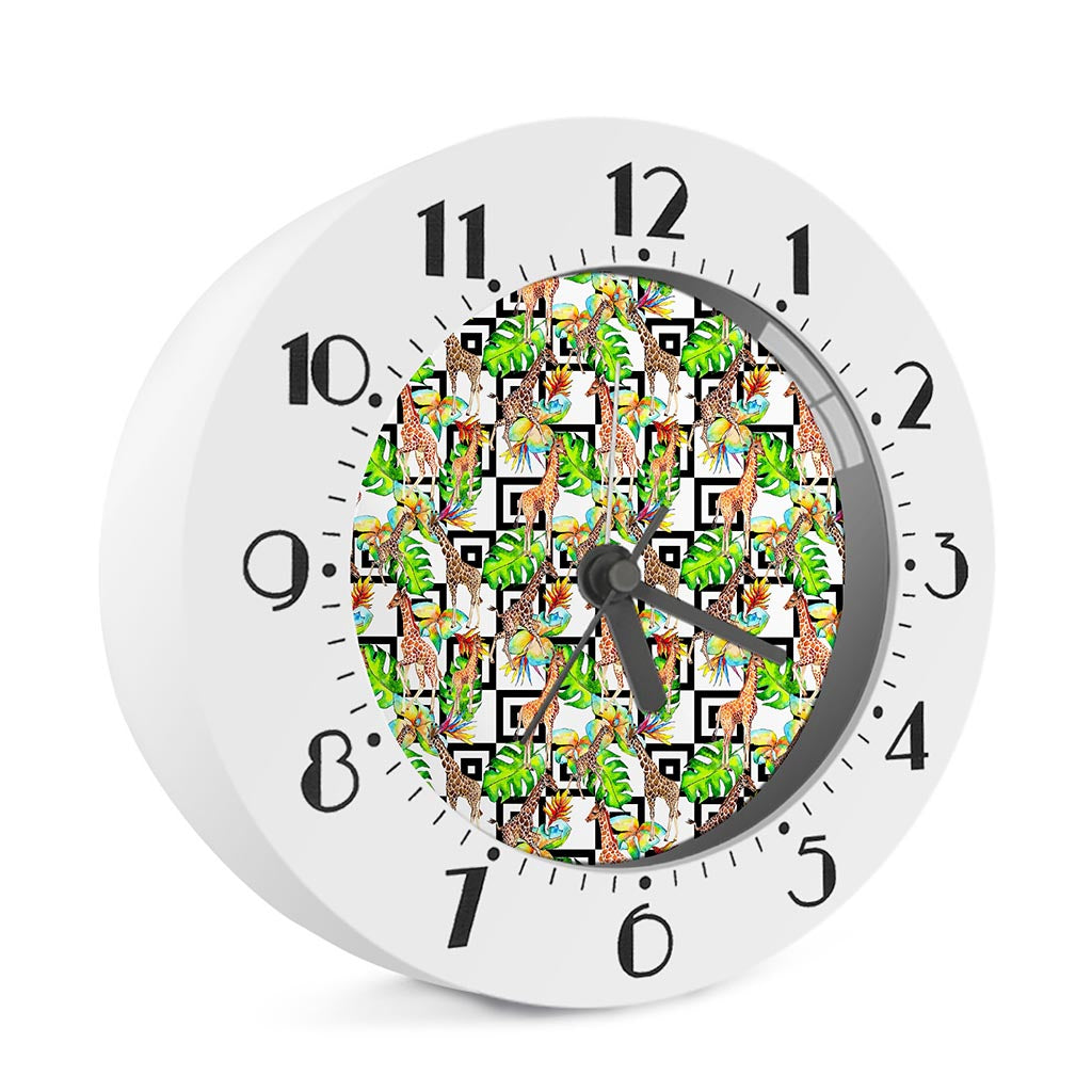 Exotic Tropical Giraffe Pattern Print Alarm Clock