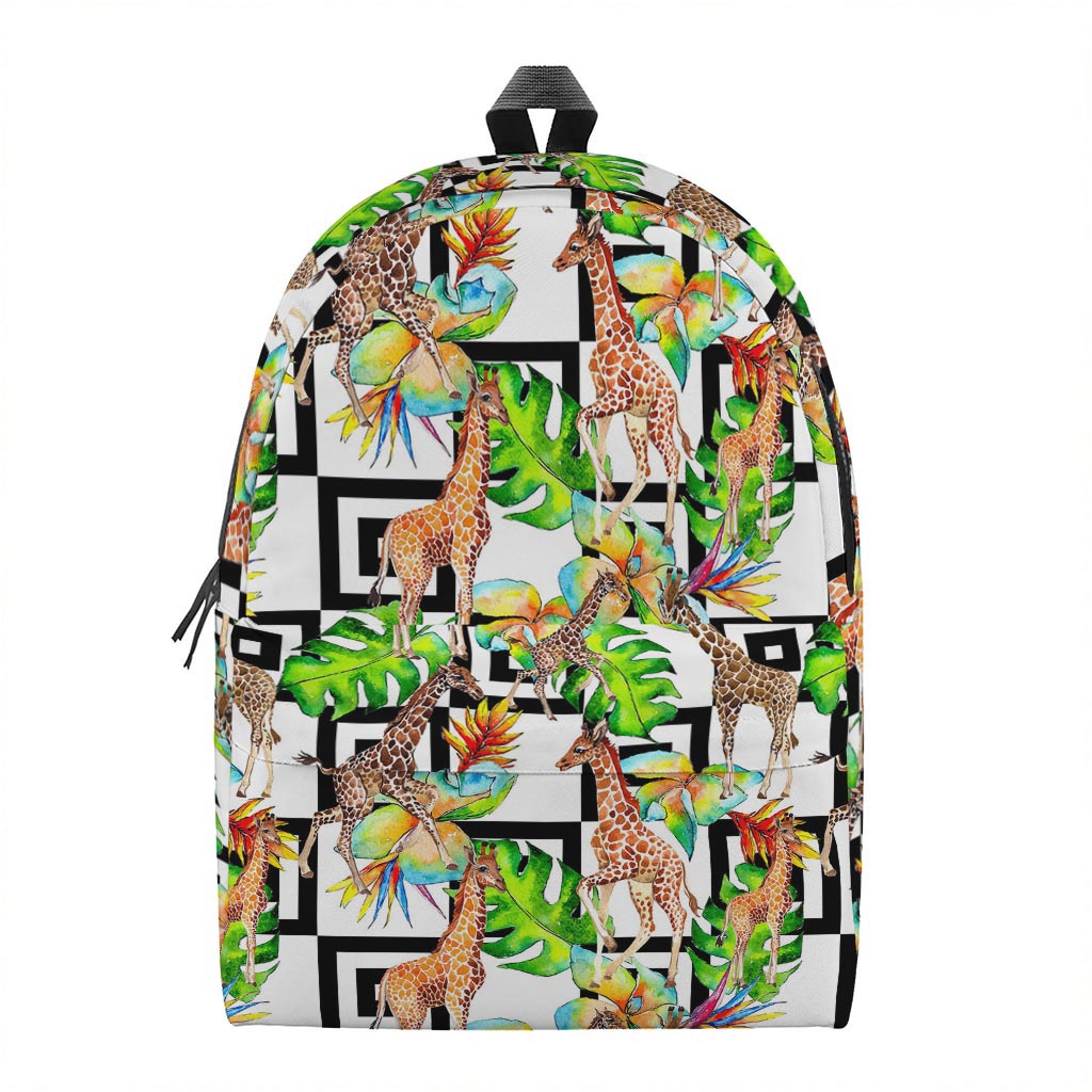 Exotic Tropical Giraffe Pattern Print Backpack