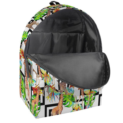 Exotic Tropical Giraffe Pattern Print Backpack