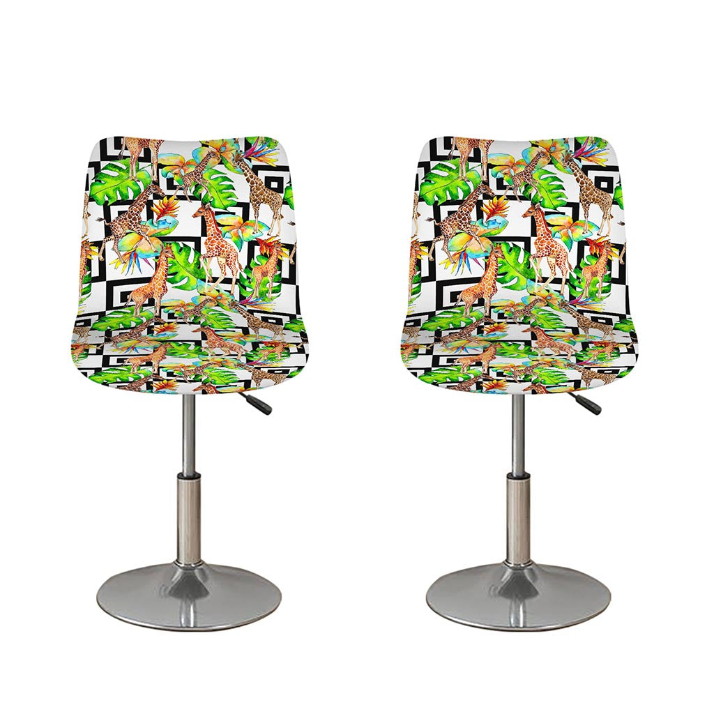 Exotic Tropical Giraffe Pattern Print Bar Stool Covers