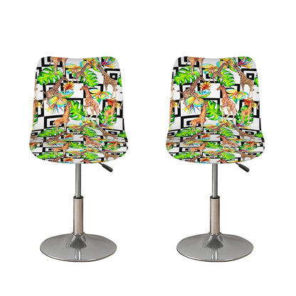 Exotic Tropical Giraffe Pattern Print Bar Stool Covers