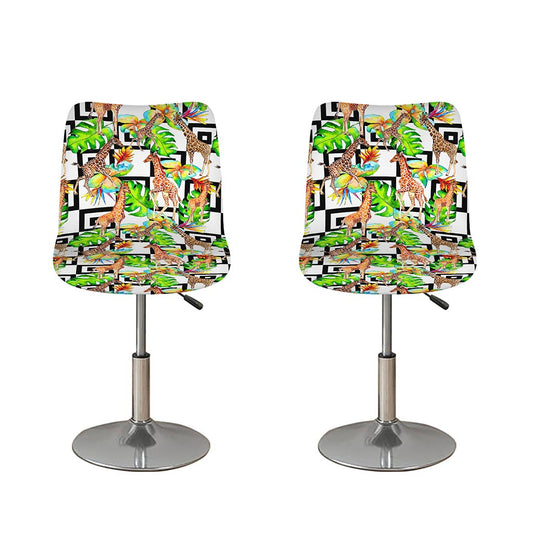Exotic Tropical Giraffe Pattern Print Bar Stool Covers