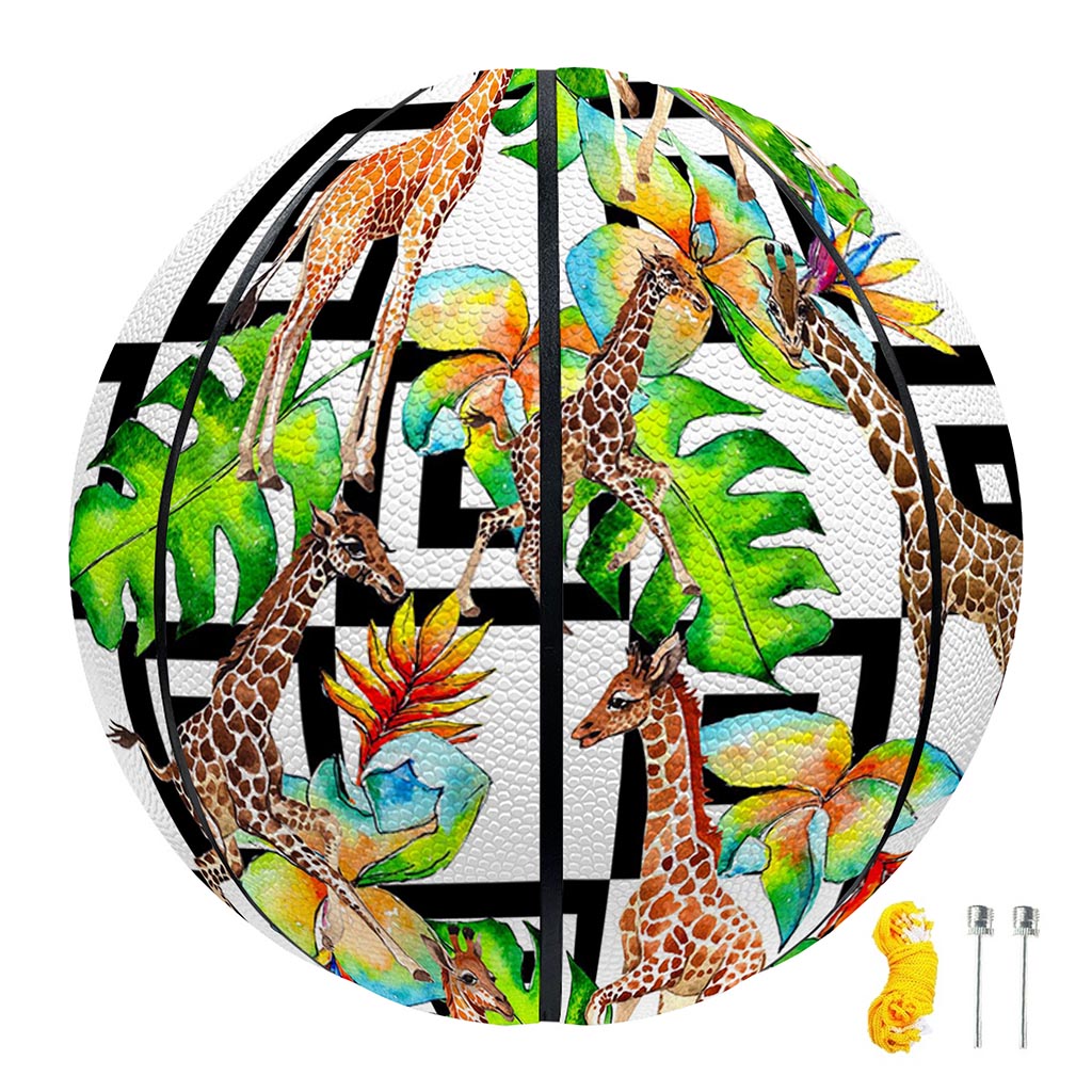 Exotic Tropical Giraffe Pattern Print Basketball