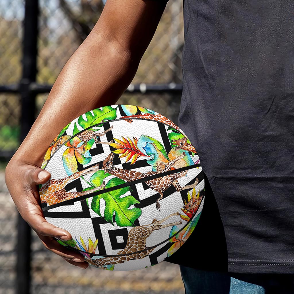 Exotic Tropical Giraffe Pattern Print Basketball