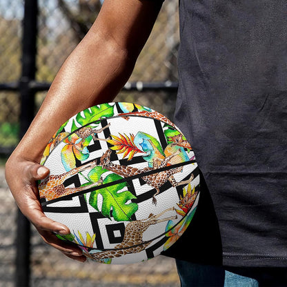 Exotic Tropical Giraffe Pattern Print Basketball
