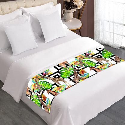 Exotic Tropical Giraffe Pattern Print Bed Runner